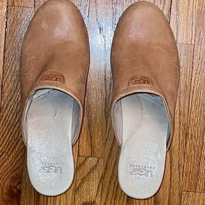 UGG Chestnut Leather Slip-On Clogs Mules Shoes